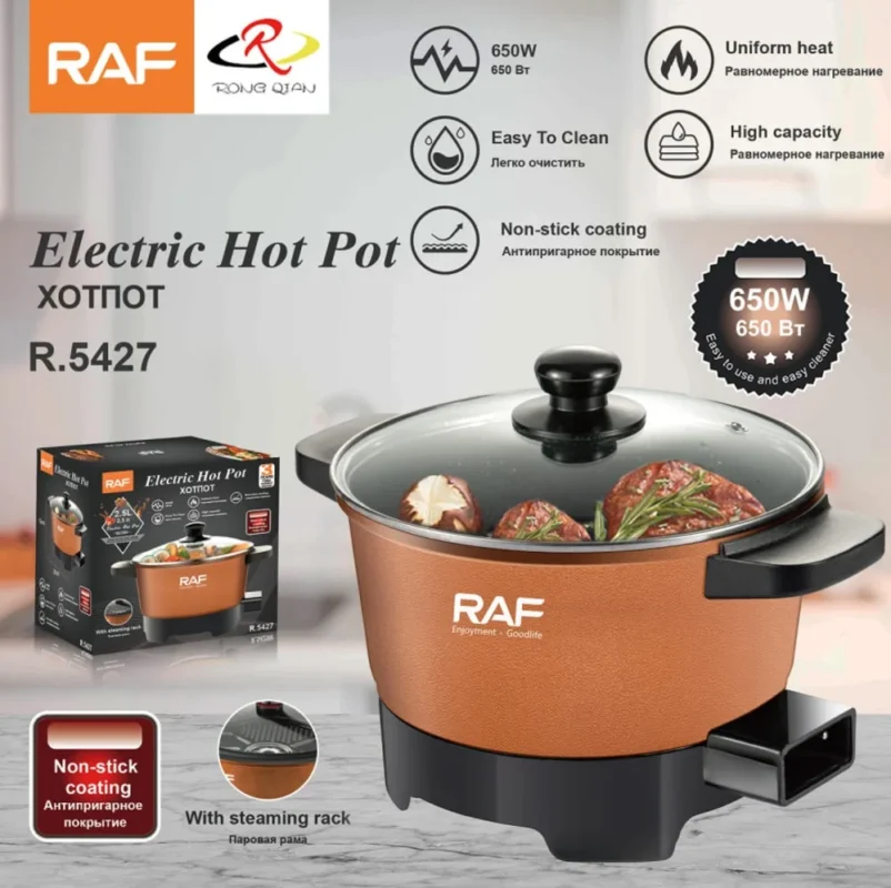 Olla RAF Premium De Cocción Multifuncional 650W 2.5L