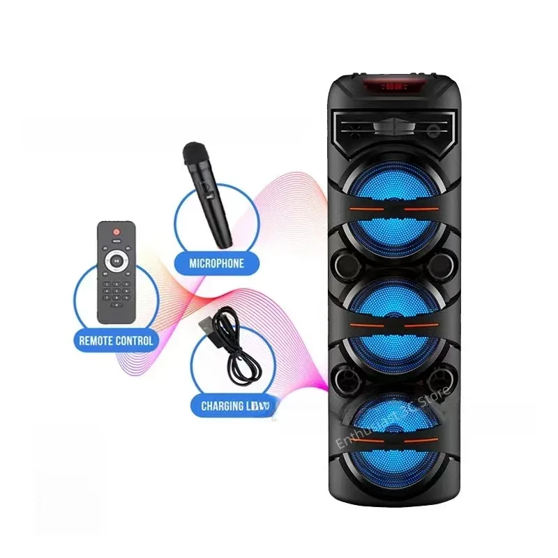 Parlante Triple Bluetooth Super BASS Incluye Control & Micrófono Inalámbrico