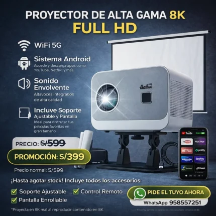 Proyector 8K Baihuo ALTA GAMA (android + Smart)