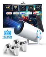 Proyector Gamer Full HD SMART 4K, Android & Play Store (incluye 2 Mandos)