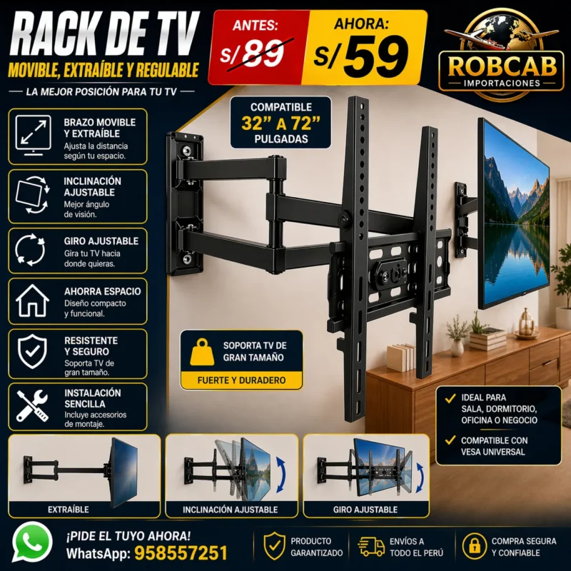 Rack De Televisor Retráctil De 32 A 70