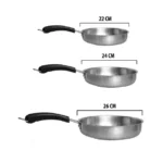 Set (03) Sartenes Antiadherentes Acero Inoxidable (26,24,22 Cm)