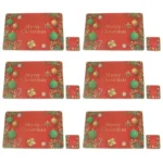 Set De 06 Individuales Navideños Con Porta Vasos