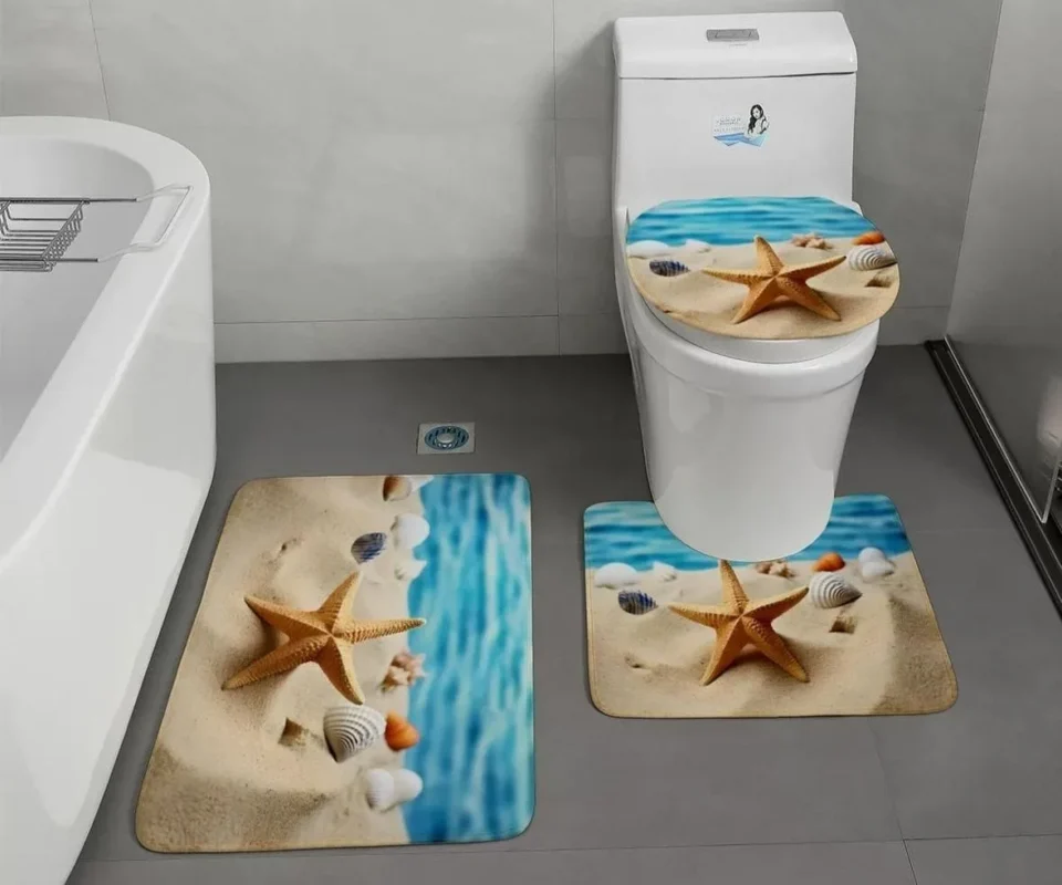 Set De 3 Alfombras Antideslizantes Para Baño