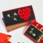 Set De Arete + Collar + 12 Rosas Pétalos De Jabón