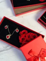 Set De Arete + Collar + 12 Rosas Pétalos De Jabón