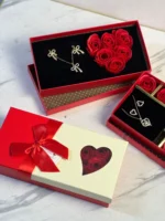Set De Arete + Collar + 12 Rosas Pétalos De Jabón