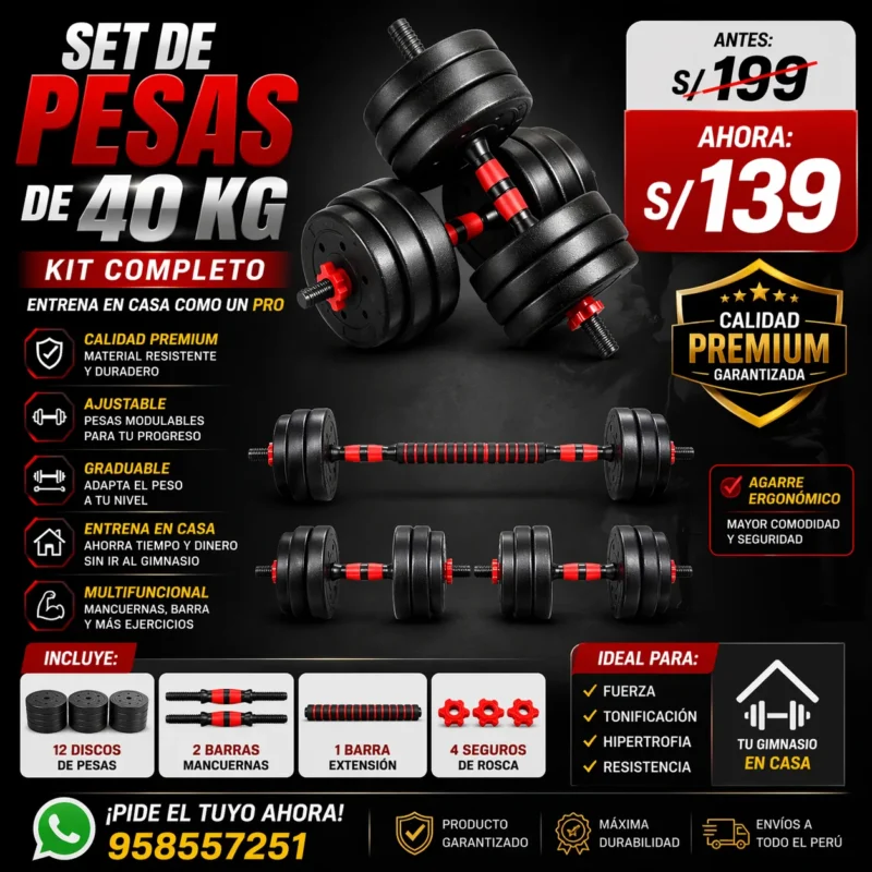 Set De Pesas 40KG (kit Completo)