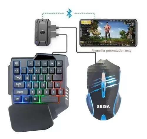 Teclado + Mouse Gamer Para Celular Con Adaptador — foto 1 Teclado + Mouse Gamer Para Celular Con Adaptador