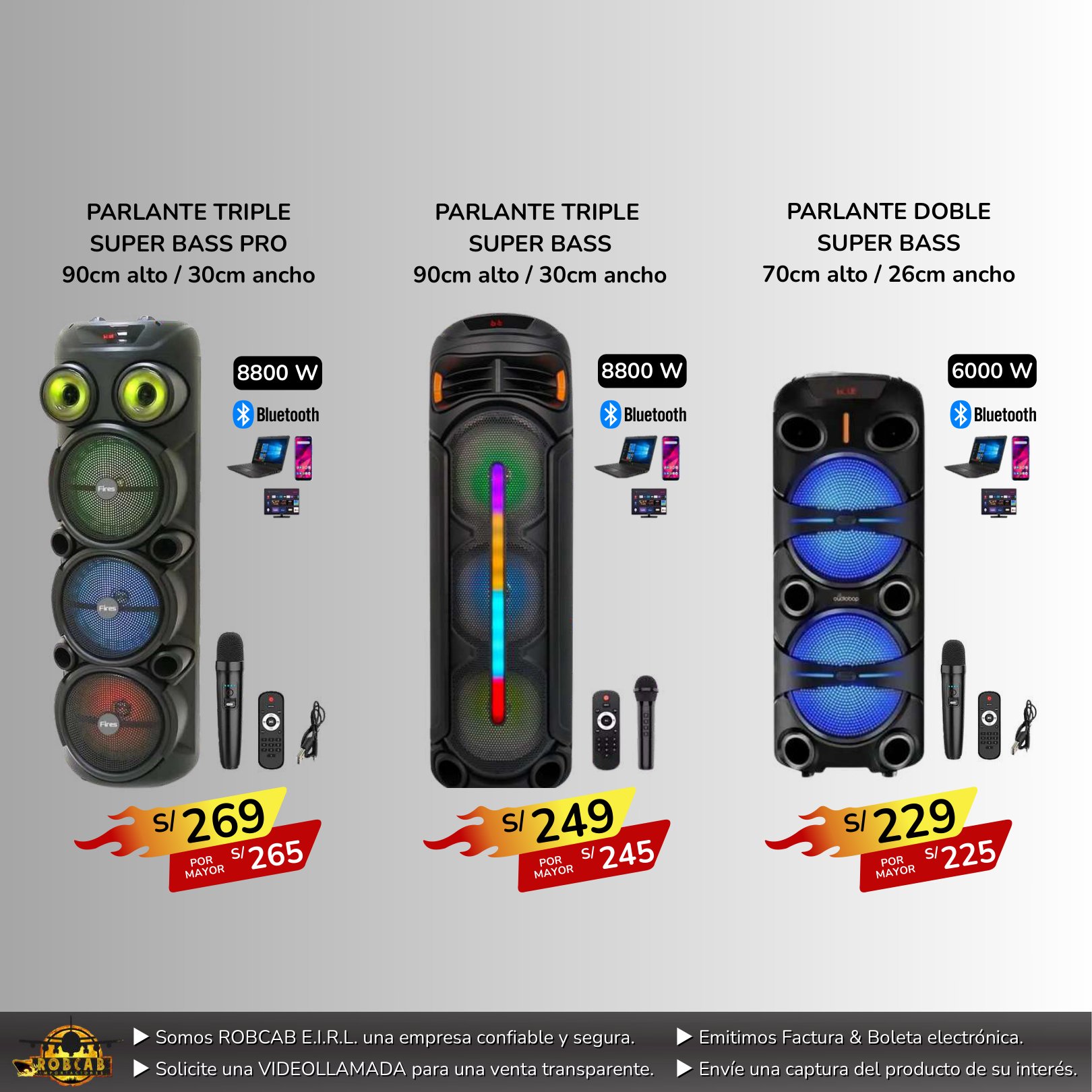 PARLANTE TRIPLE SUPER BASS PRO PARLANTE TRIPLE SUPER BASS PRO - Imagen 1