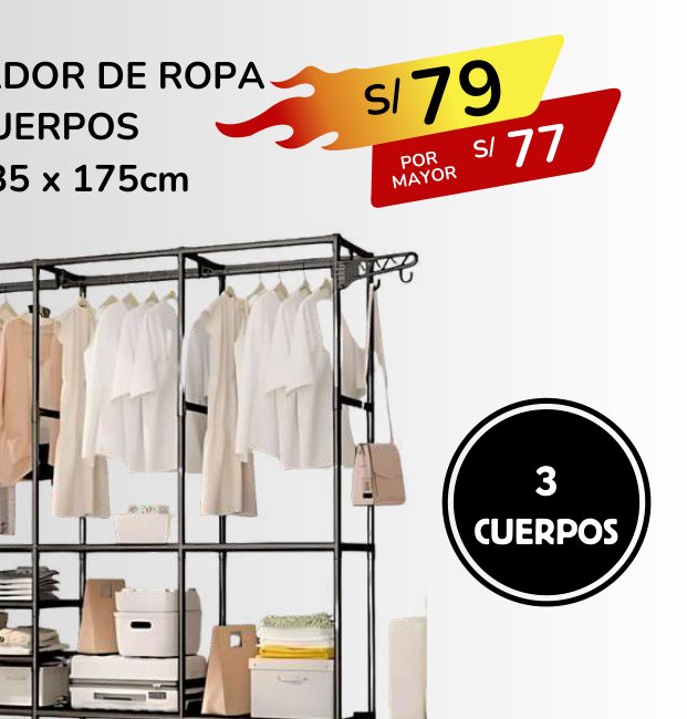 ORGANIZADOR DE ROPA 3 CUERPOS ORGANIZADOR DE ROPA 3 CUERPOS - Imagen 1
