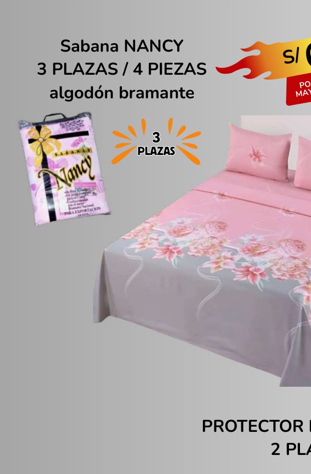 Sabana NANCY 3 PLAZAS / 4 PIEZAS Sabana NANCY 3 PLAZAS / 4 PIEZAS - Imagen 1