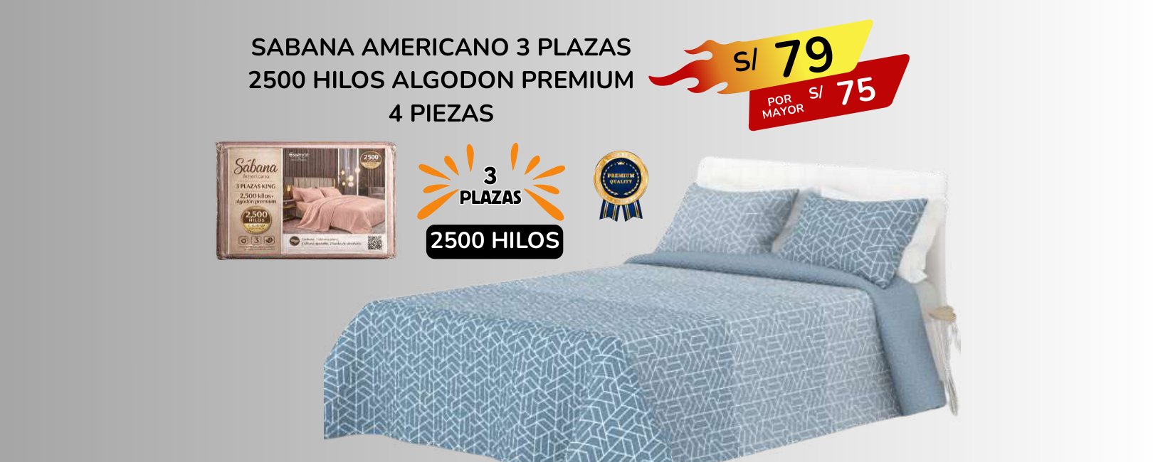 SABANA AMERICANO 3 PLAZAS 2500 HILOS ALGODON PREMIUM 4 PIEZAS SABANA AMERICANO 3 PLAZAS 2500 HILOS ALGODON PREMIUM 4 PIEZAS - Imagen 1