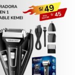 RASURADORA 3 EN 1 RECARGABLE KEMEI
