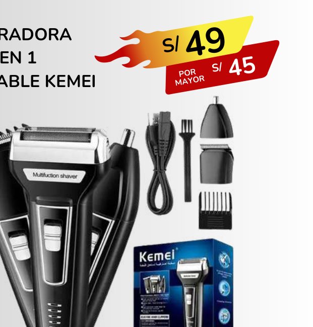 RASURADORA 3 EN 1 RECARGABLE KEMEI RASURADORA 3 EN 1 RECARGABLE KEMEI - Imagen 1