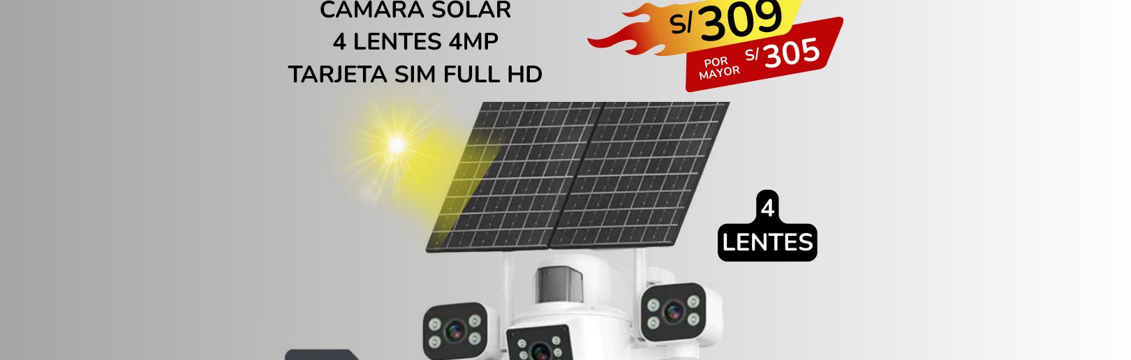 CAMARA SOLAR 4 LENTES 4MP CAMARA SOLAR 4 LENTES 4MP - Imagen 1