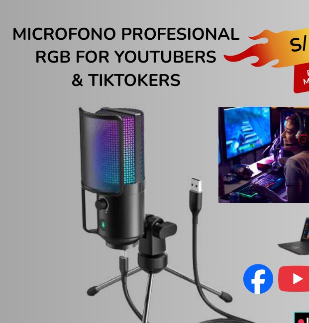 MICROFONO PROFESIONAL RGB FOR YOUTUBERS MICROFONO PROFESIONAL RGB FOR YOUTUBERS - Imagen 1