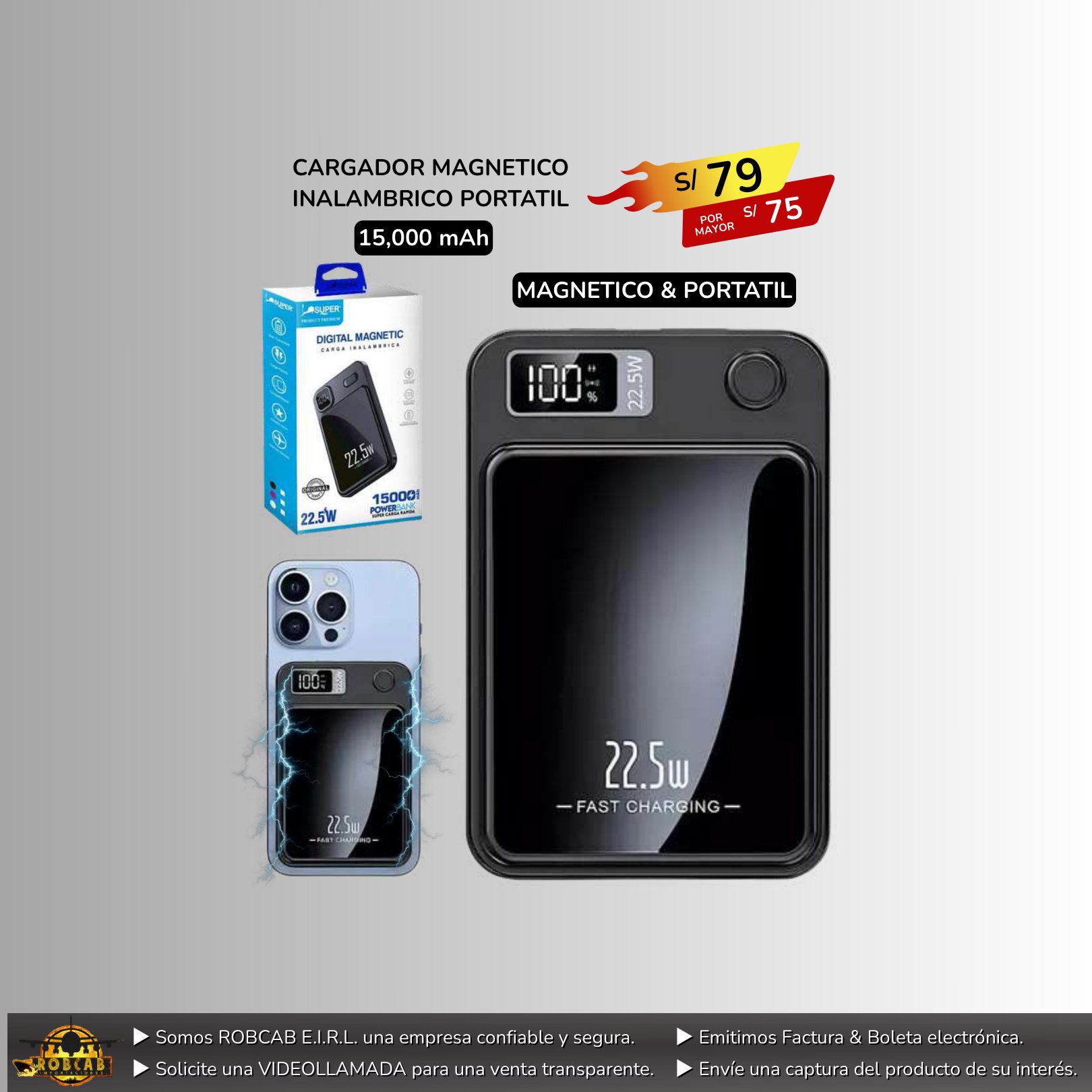 CARGADOR MAGNETICO INALAMBRICO PORTATIL CARGADOR MAGNETICO INALAMBRICO PORTATIL - Imagen 1
