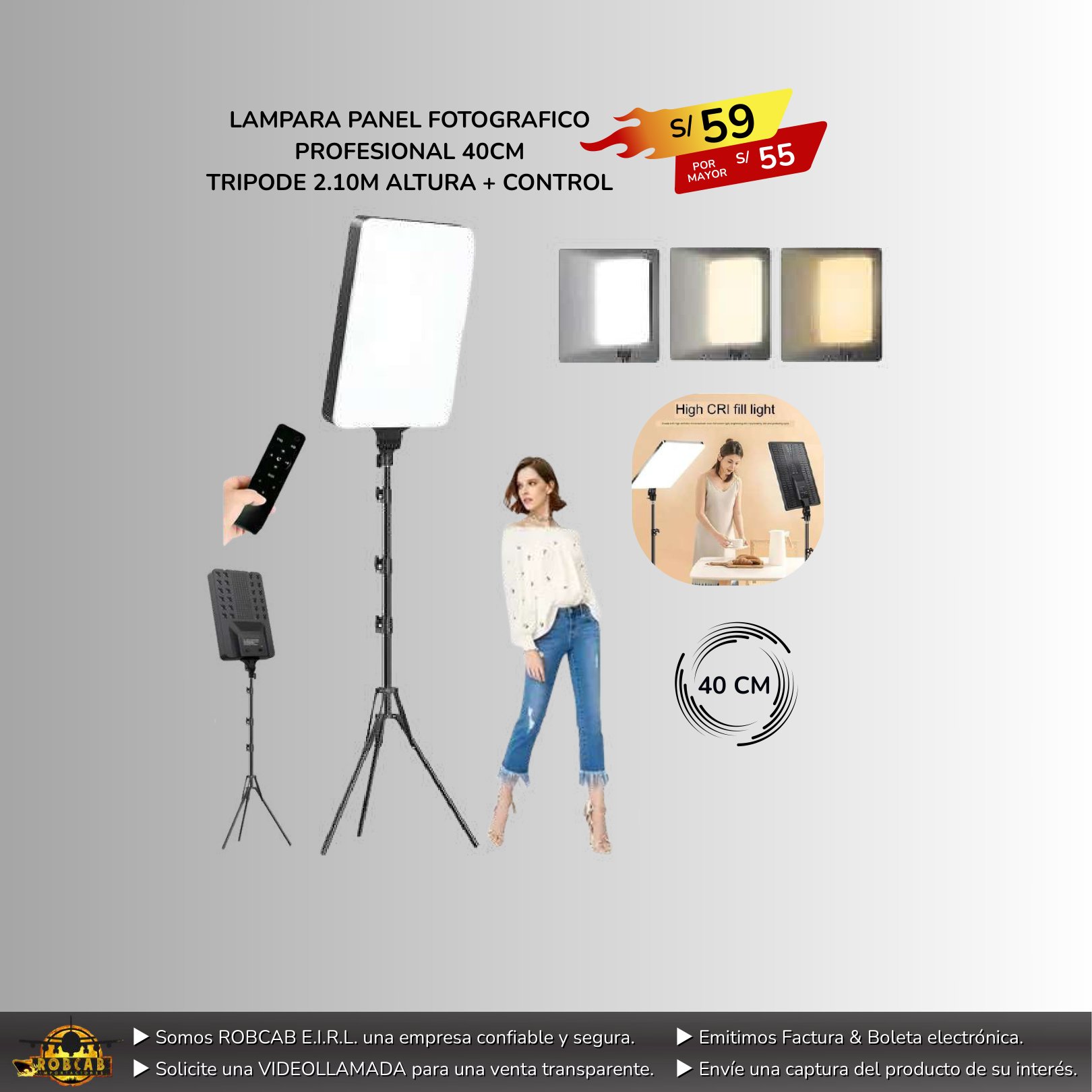 LAMPARA PANEL FOTOGRAFICO PROFESIONAL 40CM LAMPARA PANEL FOTOGRAFICO PROFESIONAL 40CM - Imagen 1