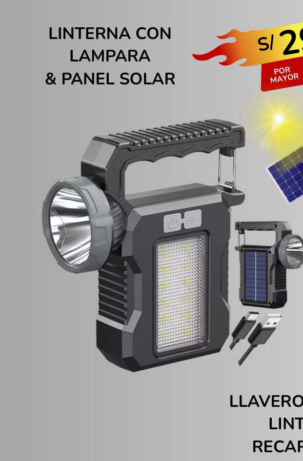 LINTERNA CON LAMPARA & PANEL SOLAR LINTERNA CON LAMPARA & PANEL SOLAR - Imagen 1