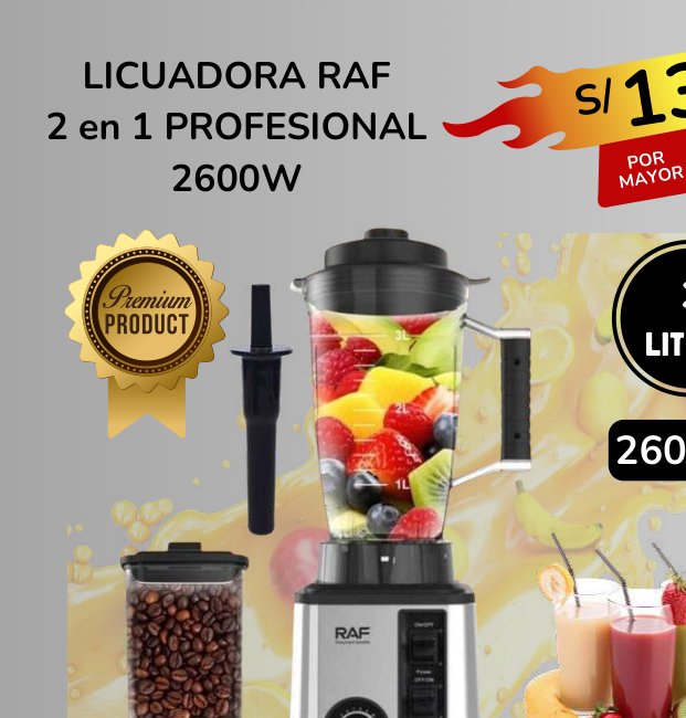LICUADORA RAF 2 EN 1 PROFESIONAL 2600W LICUADORA RAF 2 EN 1 PROFESIONAL 2600W - Imagen 1