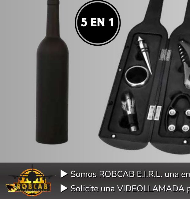 KIT ABRIDOR DE VINO 5 EN 1 - FORMA DE BOTELLA KIT ABRIDOR DE VINO 5 EN 1 - FORMA DE BOTELLA - Imagen 1