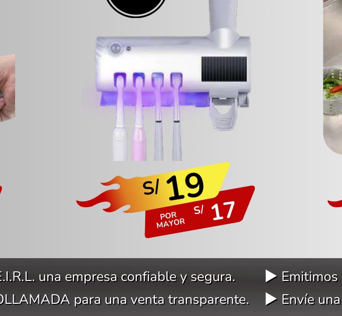 DISPENSADOR DE PASTA con lampara UV & portacepillos DISPENSADOR DE PASTA con lampara UV & portacepillos - Imagen 1