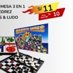 JUEGO DE MESA 3 EN 1 AJEDREZ DAMAS & LUDO