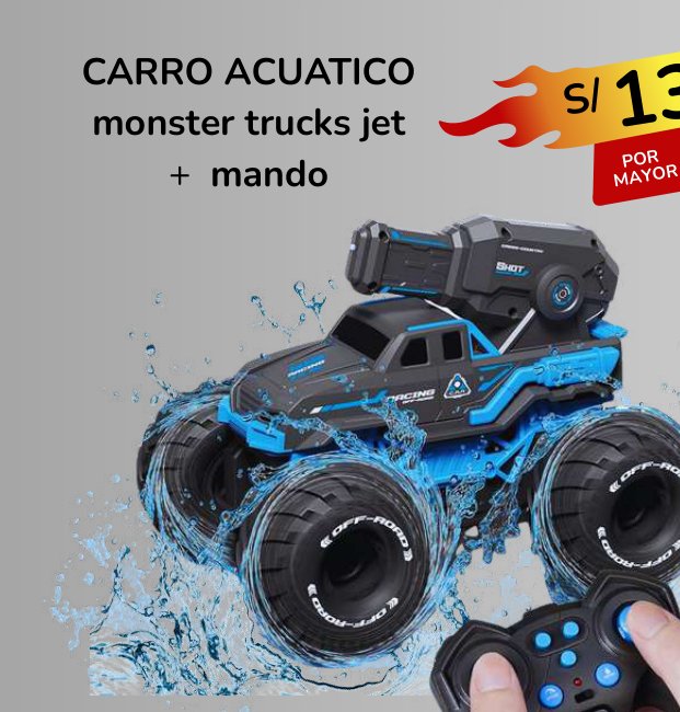 CARRO ACUATICO monster trucks jet + mando CARRO ACUATICO monster trucks jet + mando - Imagen 1
