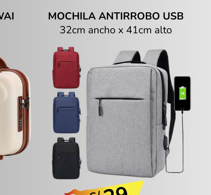 MOCHILA ANTIRROBO USB MOCHILA ANTIRROBO USB - Imagen 1