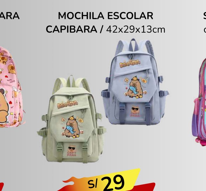 MOCHILA ESCOLAR CAPIBARA MOCHILA ESCOLAR CAPIBARA - Imagen 1