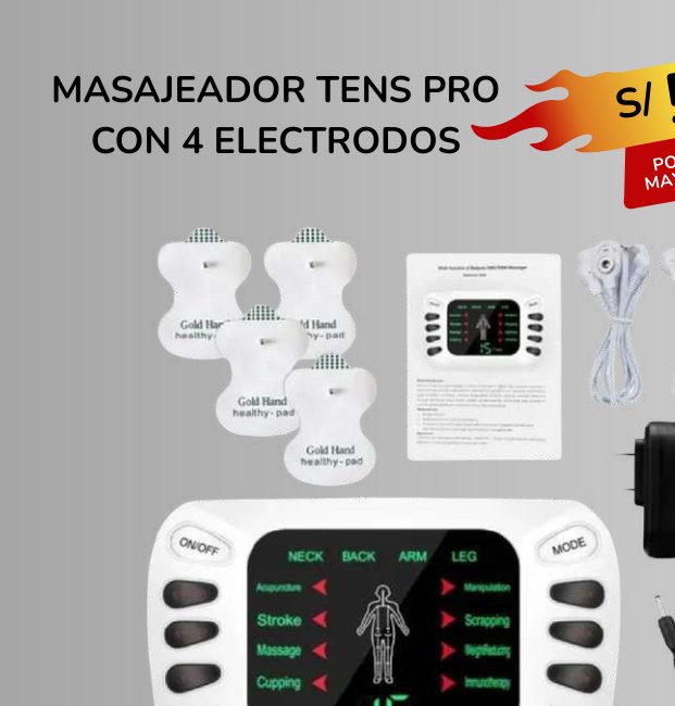 MASAJEADOR TENS PRO CON 4 ELECTRODOS MASAJEADOR TENS PRO CON 4 ELECTRODOS - Imagen 1