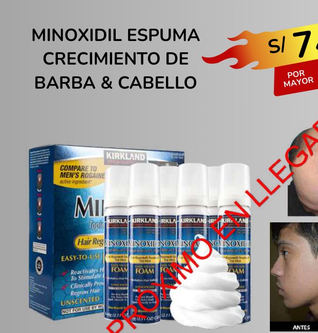 MINOXIDIL ESPUMA CRECIMIENTO DE BARBA & CABELLO MINOXIDIL ESPUMA CRECIMIENTO DE BARBA & CABELLO - Imagen 1